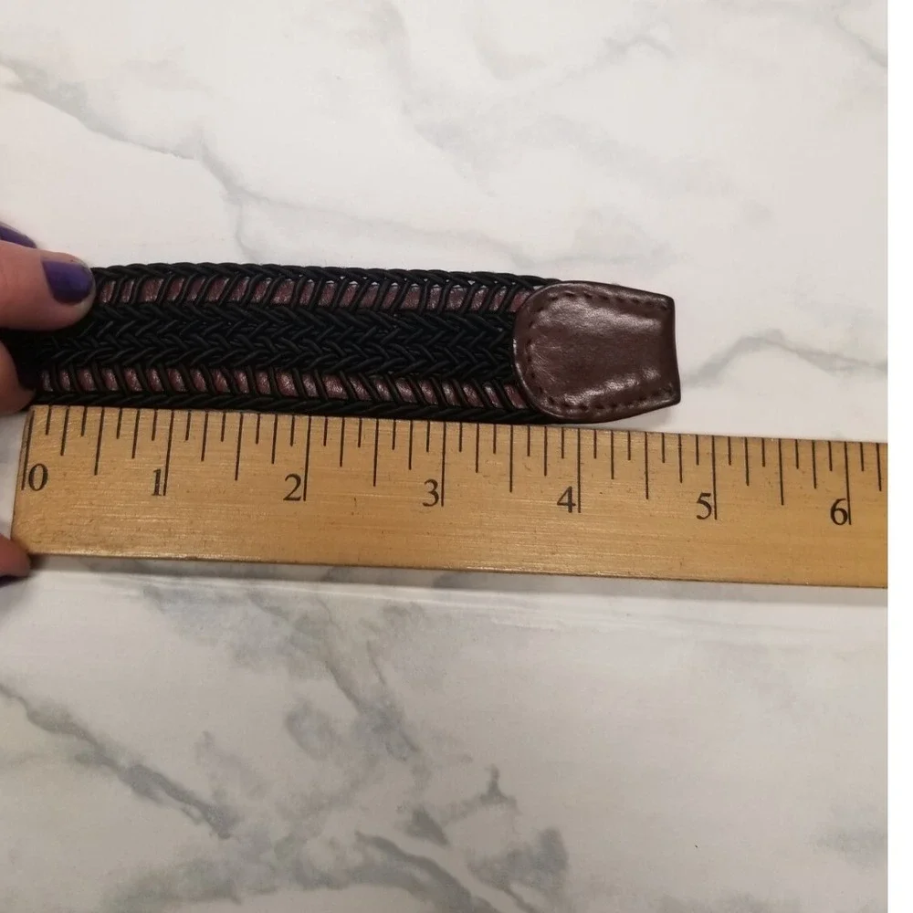Torino Brown & Black Woven Braided Stretch‎ Elastic Belt Mens 44 Causal Buisness